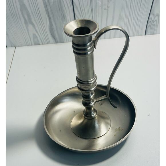 Large  Silver Yankee Candle Chamber Stick Candle Holder w/Handle & Drip Tray - Picture 5 of 5